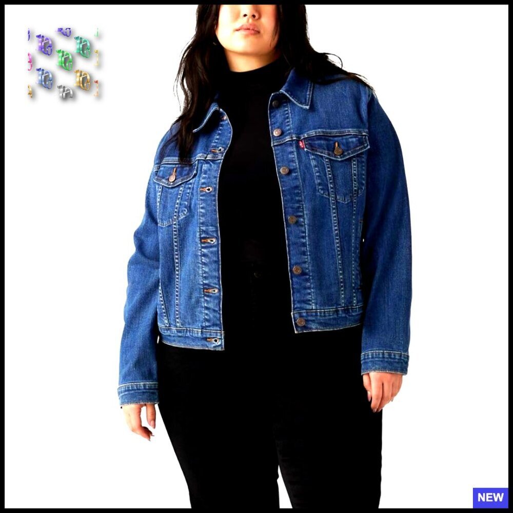 Classic Denim Trucker Jacket Premium Original Button Closure Standard Fit Chic - Picture 1 of 4